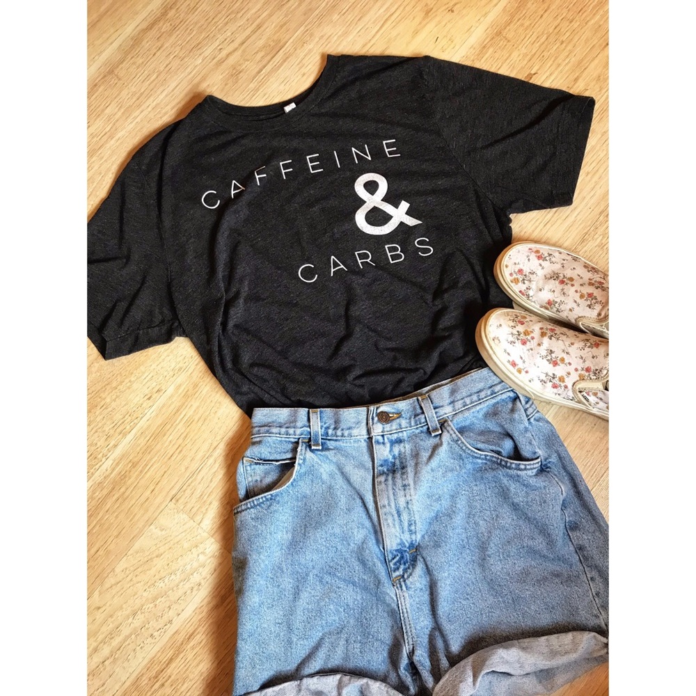 Caffeine and Carbs Black Graphic Tee